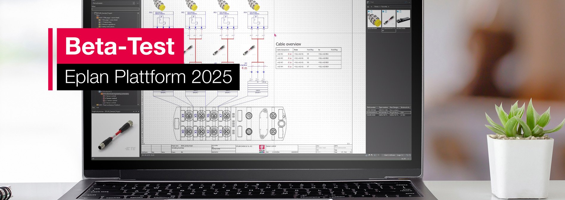 Laptop mit Screenshot Eplan Plattform 2025